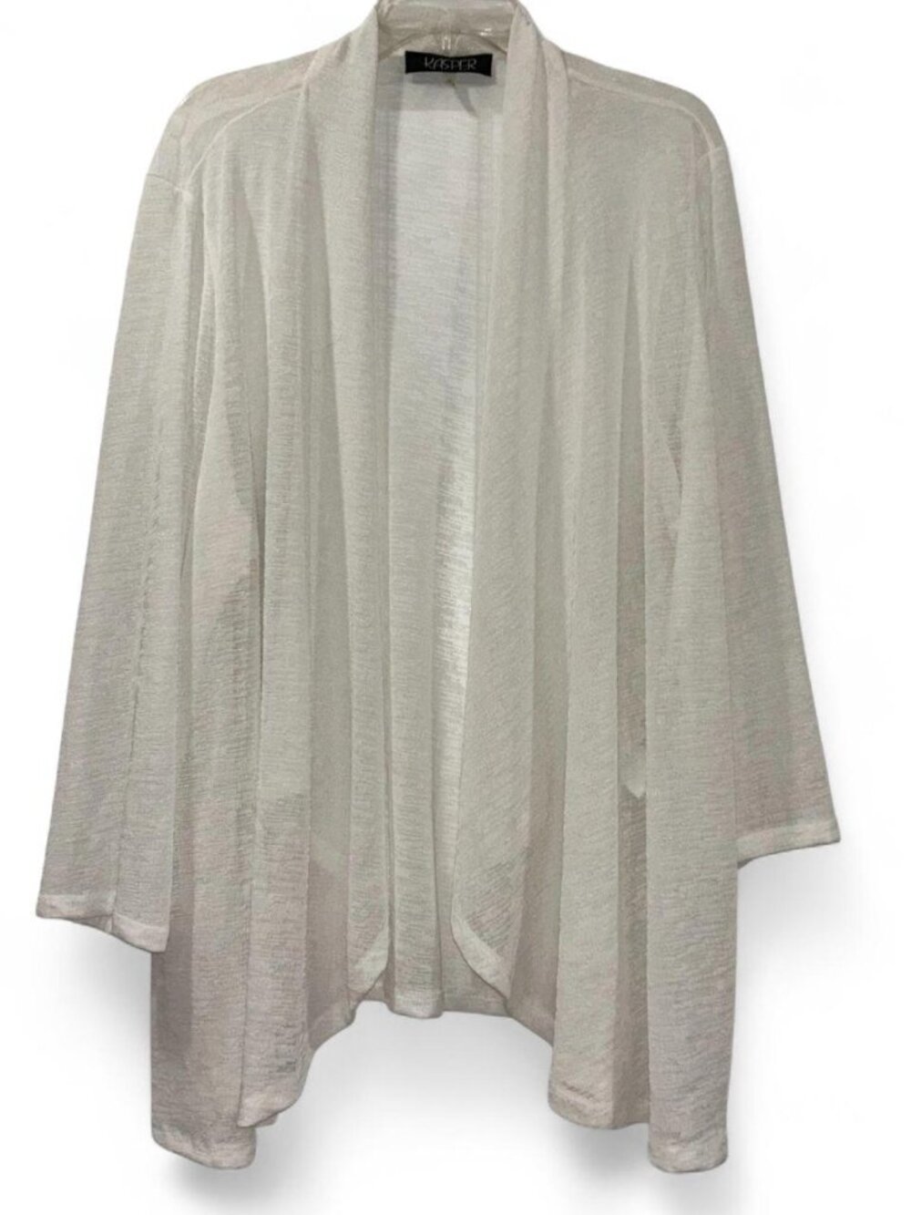 Kasper Women's Ivory Knit Open Textured Cardigan Sweater 3X Plus